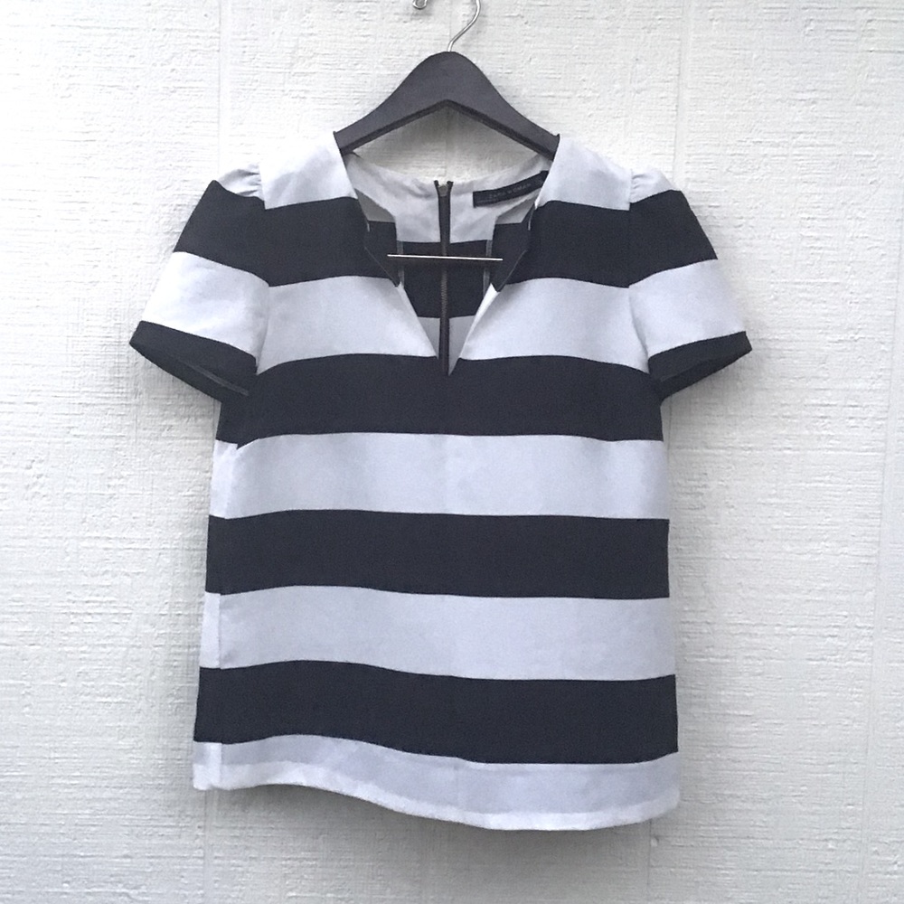 Zara striped puff sleeve top